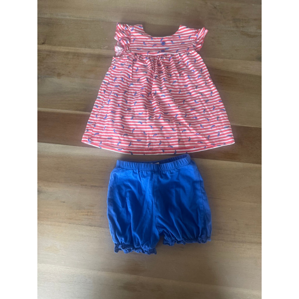 MiniBamba 24 Months Red Blue Striped Whale Set